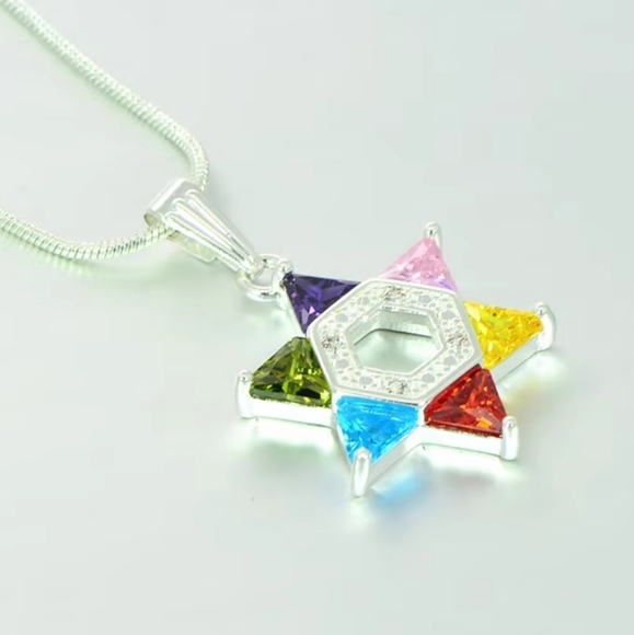 SILVER MULTICOLOR STONE STAR OF DAVID JEWISH ✡️ STAR ✡️ - Picture 3 of 5